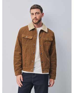 Next Tan Cord Borg Lined Trucker Jacket - Brown