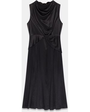 Mint Velvet Satin Cowl Neck Midi Dress - Black