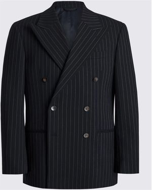 Moss Relaxed Fit Stripe Suit Jacket - Black
