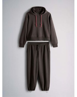 The Set Hoodie And Oversized Cuffed Sweatpants Co-Ord - Black