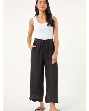 Roman Petite Embroidered Hem Trousers - Black