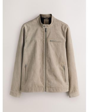 Next Faux Suede Racer Jacket - Natural