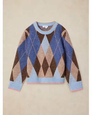 White Stuff Argyle Sweater - Blue