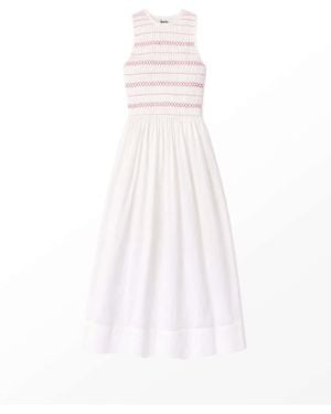 Ro & Zo Cotton Voile Shirred Bodice Dress - White