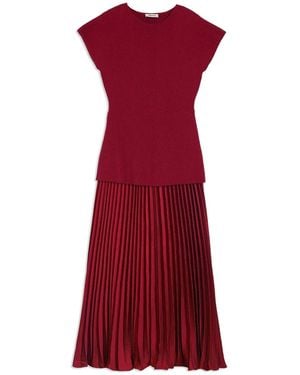 Albaray Knitted Pleat Detail Dress - Red