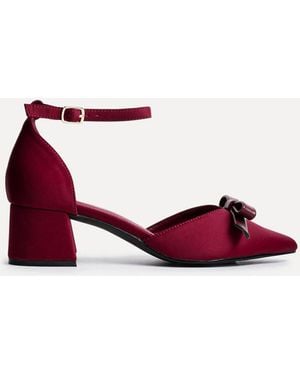 Linzi Orla Low Block Heeled Courts With Bow Detail - Red