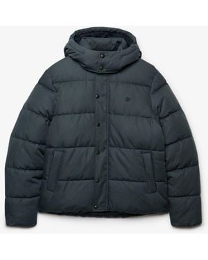 Superdry Premium Hood Check Puffer Jacket - Blue