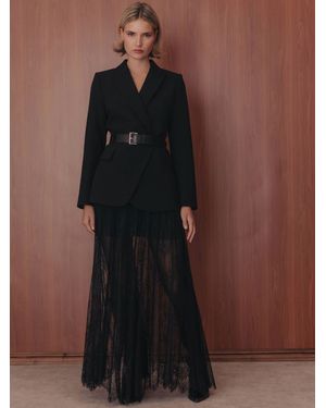 Rare London Lace Maxi Skirt - Brown