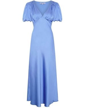 OMNES Rosie Ruched Puff Sleeve Dress - Blau