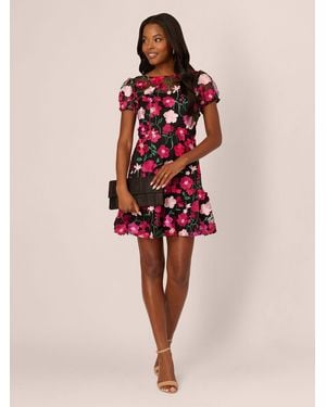 Adrianna Papell Embroidered Flounce Dress