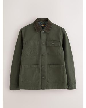 Next Canvas Cord Collar Shacket - Grün