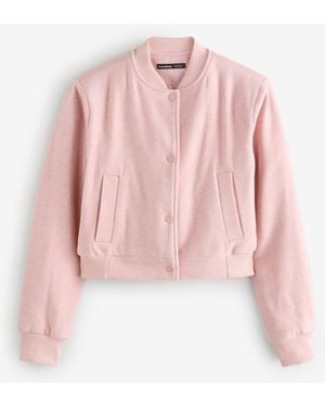 Threadbare Brushed Cropped Bomber Jacket - Pink