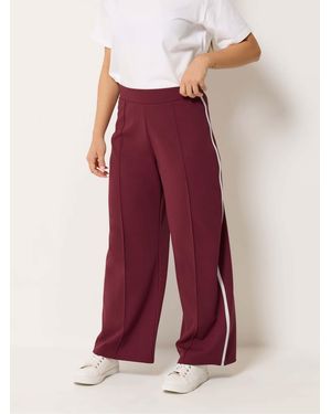 M Com Petite Pintuck Side Tipped Trouser - Red