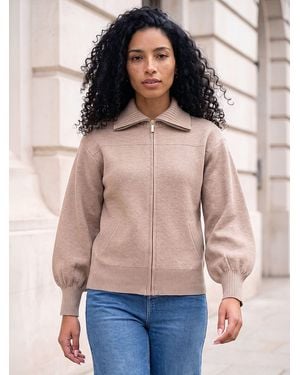 Roman Knitted Bomber Jacket - Natural