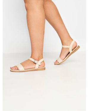 Yours Curve Raffia Sandals - Weiß
