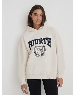 4th & Reckless 4Th & Reckless Oversized Fourth Varsity Emblem Harlow Hoodie - Natural