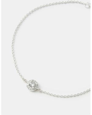 Accessorize 925 Sterling Halo Stone Bracelet - White