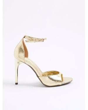 River Island Regular Fit Closed Back Strappy Heeled Sandals - Metallic