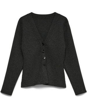 Vero Moda Long Sleeve Cinched Waist V-Neck Cardigan - Black