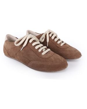 OFF THE HOOK Morgan Suede Casual Lace-Up Low-Top Trainers - Brown