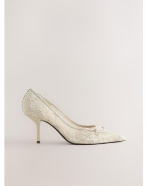 Next Forever Comfort Lace Bow Court Heels - Natural