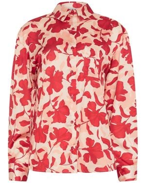 Long Tall Sally Floral Satin Shirt - Red