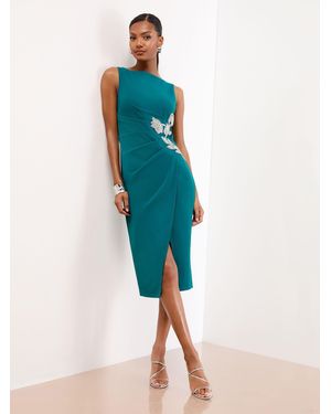 Lipsy Embellished Waist Sleeveless Bodycon Midi Dress - Blue