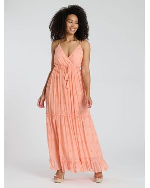 South Beach Sequin Detail Cami V-Neck Maxi Dress - Pink