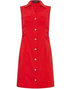 PixieGirl Petite Button Shirt Mini Dress - Red