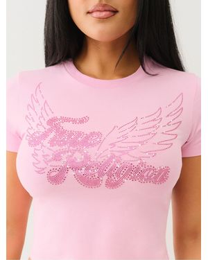 TRUE RELIGION Crystal Wing Short Sleeve Baby T-Shirt - Pink