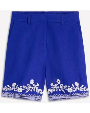 Boden Embroidered Belgravia Linen Shorts - Blue