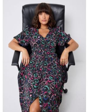 Scamp & Dude Jaguar Zip Front Midi Dress - Blue