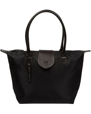 Pure Luxuries 'Josette' Canvas & Leather Tote Bag - Black