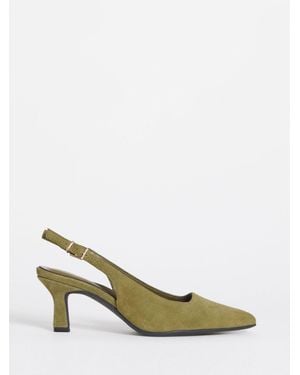 JD Williams Extra Wide Fit Pointed Toe Slingback Heels - Green