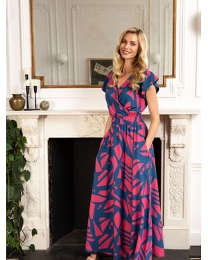 Hot Squash Chiffon Wrap-Top Maxi Dress - Purple