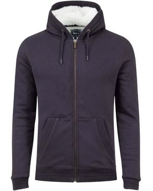 Weird Fish Camborne Borg Lined Full Zip Hoodie - Blue
