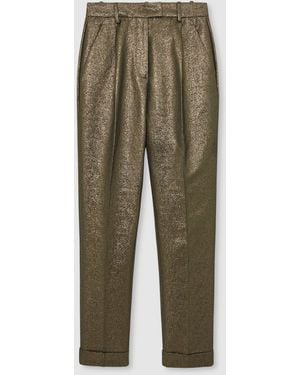 Reiss Tapered Metallic Suit Pants With Cotton - Green