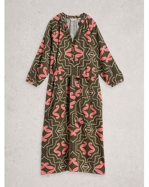 White Stuff Tobi Linen Blend Dress - Green