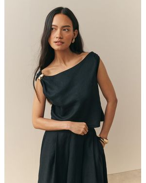 Nothing Ordinary Premium Hardware Detail Drape Top - Blue