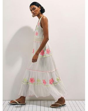 River Island Sleeveless Floral Embellished Maxi Dress - Natural