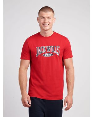 Jack Wills Sports Team Graphic T-Shirt - Red