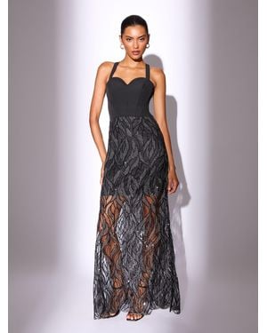 Lipsy Petite Corset Detail Sequin Sheer Skirt Maxi Dress - Purple