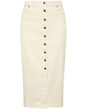 Evans Button Through Denim Skirt - Weiß