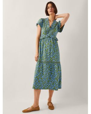 Monsoon Bryony Print Jersey Midi Dress - Green