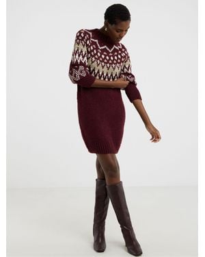 JD Williams Fairisle Sweater Dress - Red