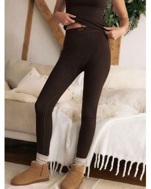 Next Chocolate Thermal Maximum Warmth Cozy Pointelle Leggings - Black