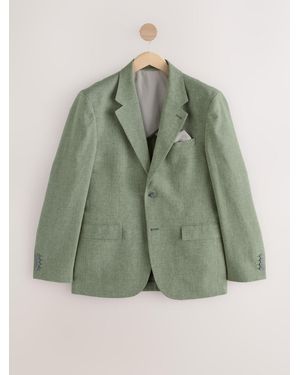 Next Linen Blend Texture Suit Jacket38L - Grün