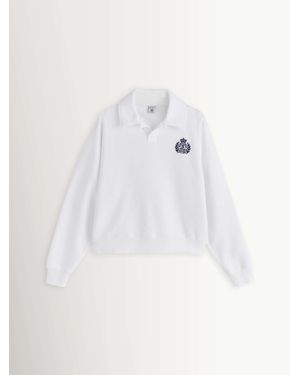 SPORTY&RICH Sporty & Rich New York Crest Embroidered Sweat Shirt - White
