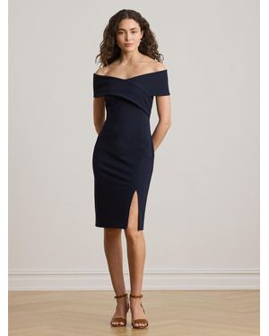 Ralph Lauren Bodycon Off Shoulder Fitted Pencil Dress - Blau