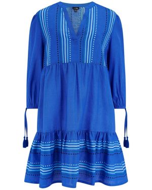 Pour Moi Claire Linen Blend Beach Kaftan Dress - Blue